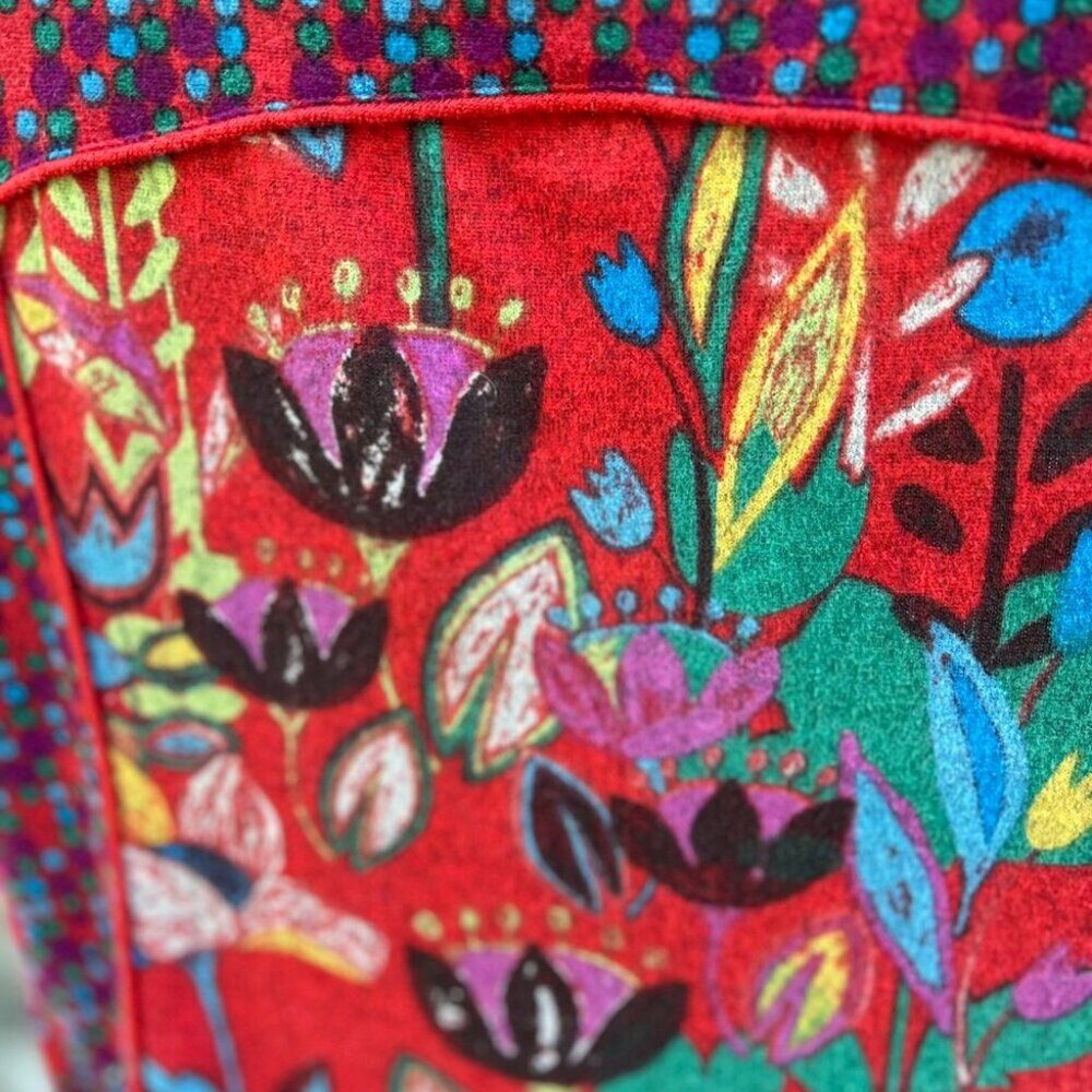 Boho Floral Midi Dress Sleeveless A-Line Sundress Red Multicolor Botanical Print - Picture 4 of 14